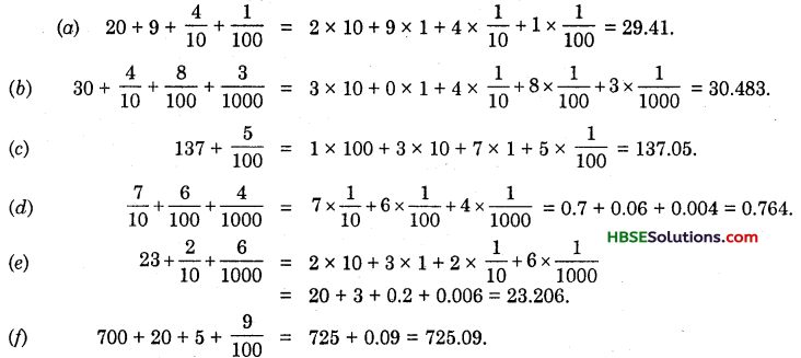 HBSE 6th Class Maths Solutions Chapter 8 Decimals Ex 8.2 6
