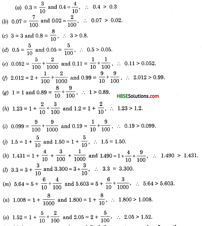 HBSE 6th Class Maths Solutions Chapter 8 Decimals Ex 8.3 1