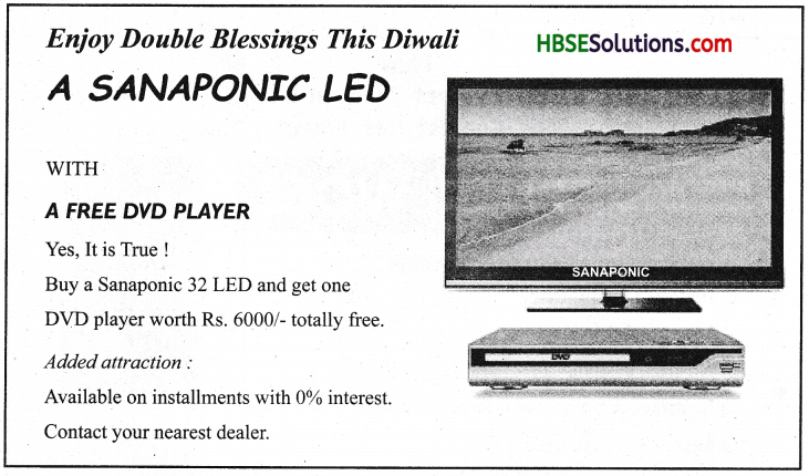 HBSE 9th Class English Advertisement Writing -4
