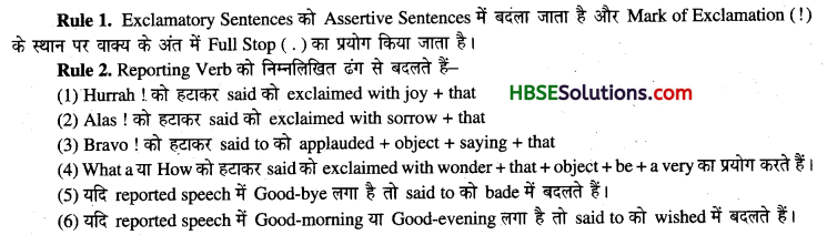 HBSE 9th Class English Grammar Reported Speech -3
