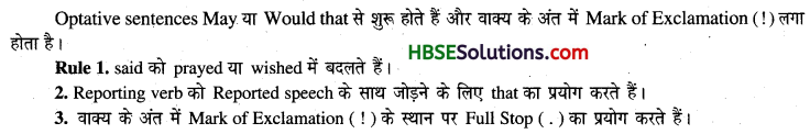 HBSE 9th Class English Grammar Reported Speech -4