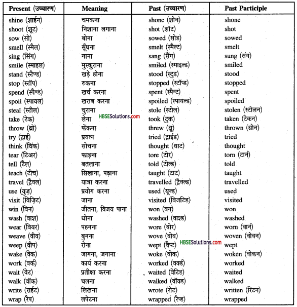 HBSE 9th Class English Grammar Tenses -4